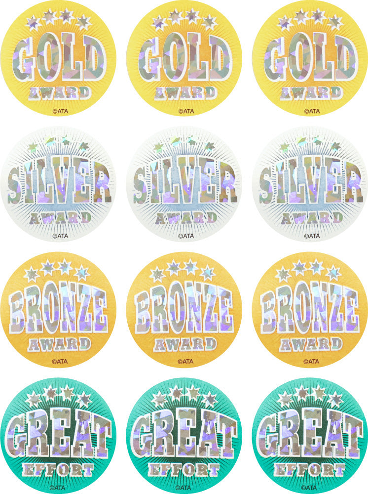 Holographic Medal - Sports & Events Merit Stickers (Pack of 384)