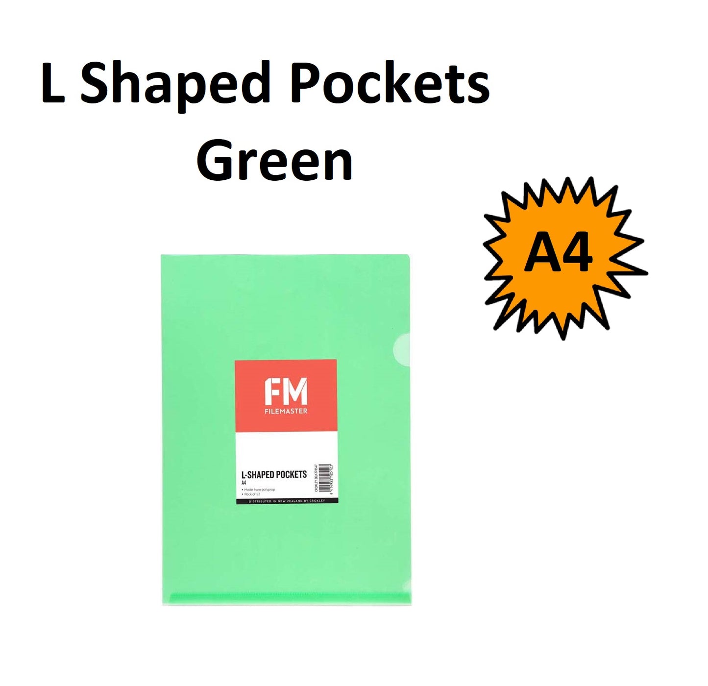 Green - A4 L Shaped Pockets - single