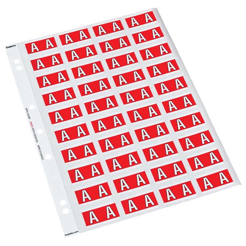 A - Codafile Labels 25mm - Pack of 5 Sheets