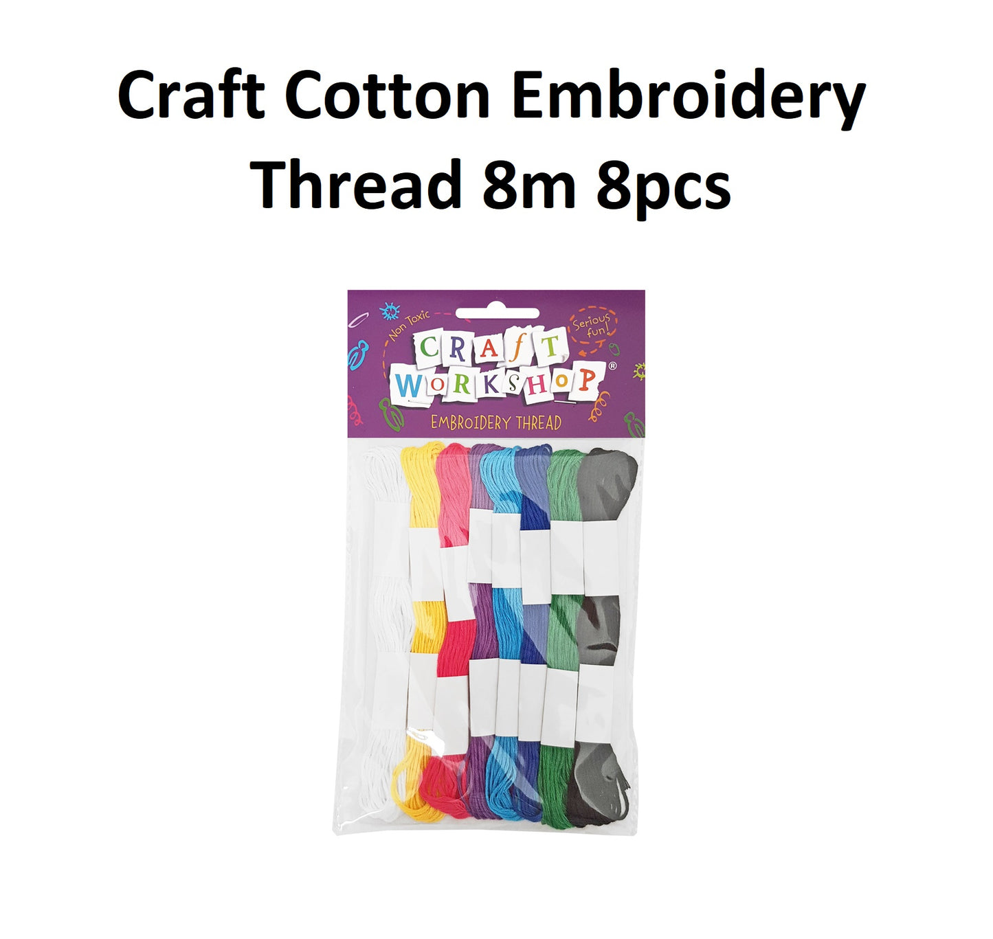 Craft Cotton Thread - Assorted Colours 8m (8pcs)