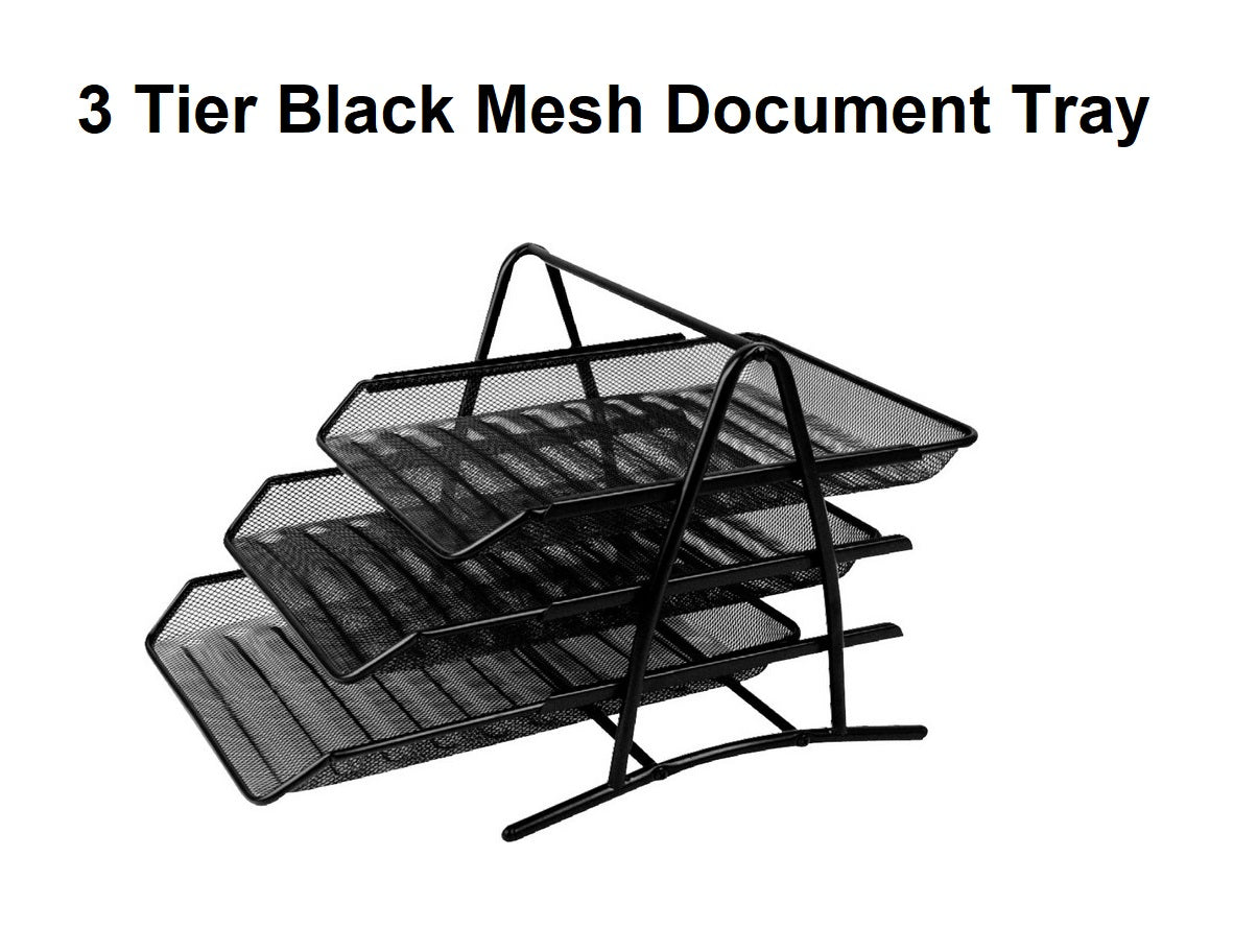3 Tier Black Mesh Document Tray