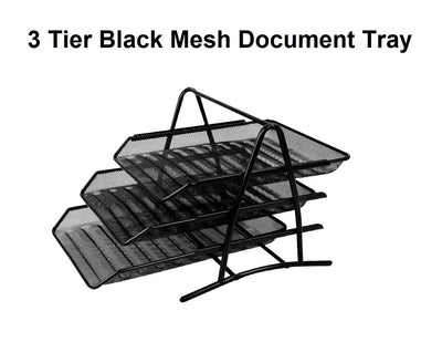 3 Tier Black Mesh Document Tray