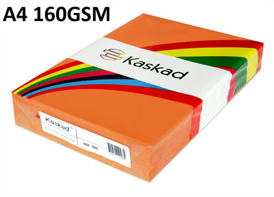 A4 Fantail Orange - Kaskad 160gsm 250 Sheets