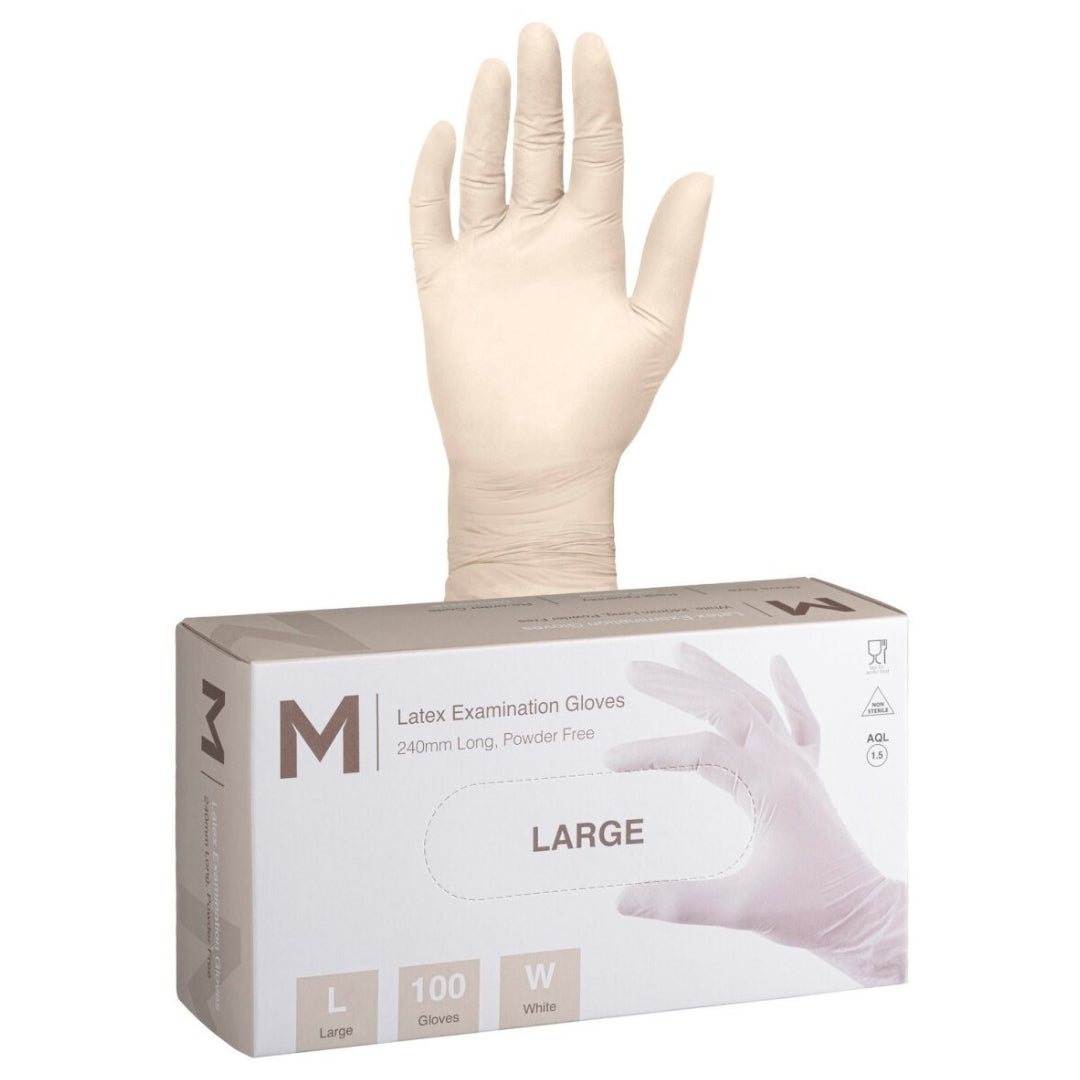 Size L - Latex Gloves (Powder free) Box of 100