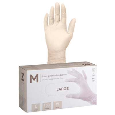 Size L - Latex Gloves (Powder free) Box of 100