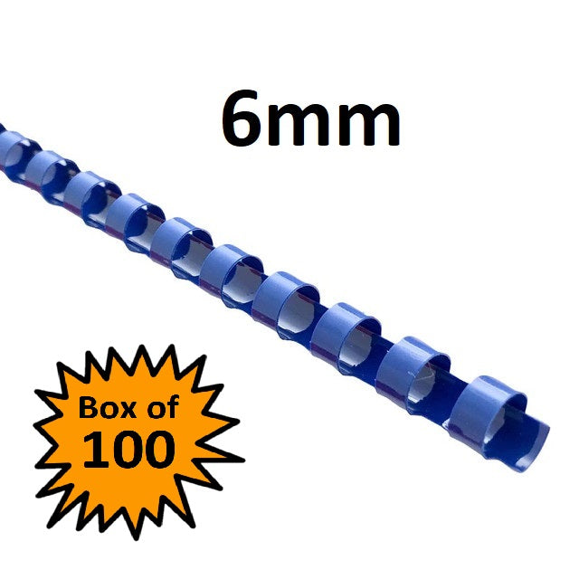 Blue 6mm - Binding Coils (Box of 100)