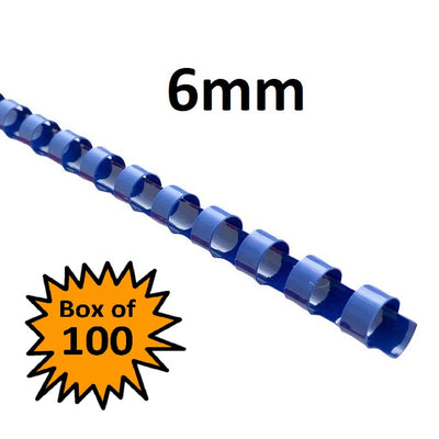 Blue 6mm - Binding Coils (Box of 100)
