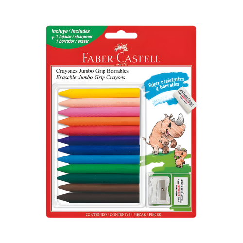 Faber Castell Erasable Jumbo Grip Crayons - 12's