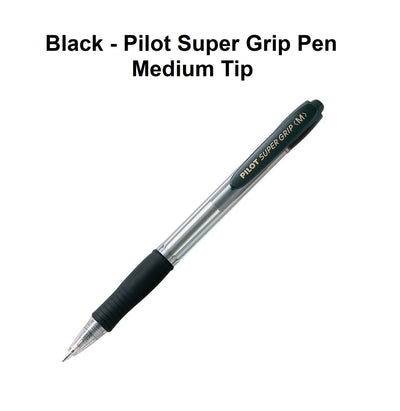 Black - Pilot Super Grip Pen Medium Tip
