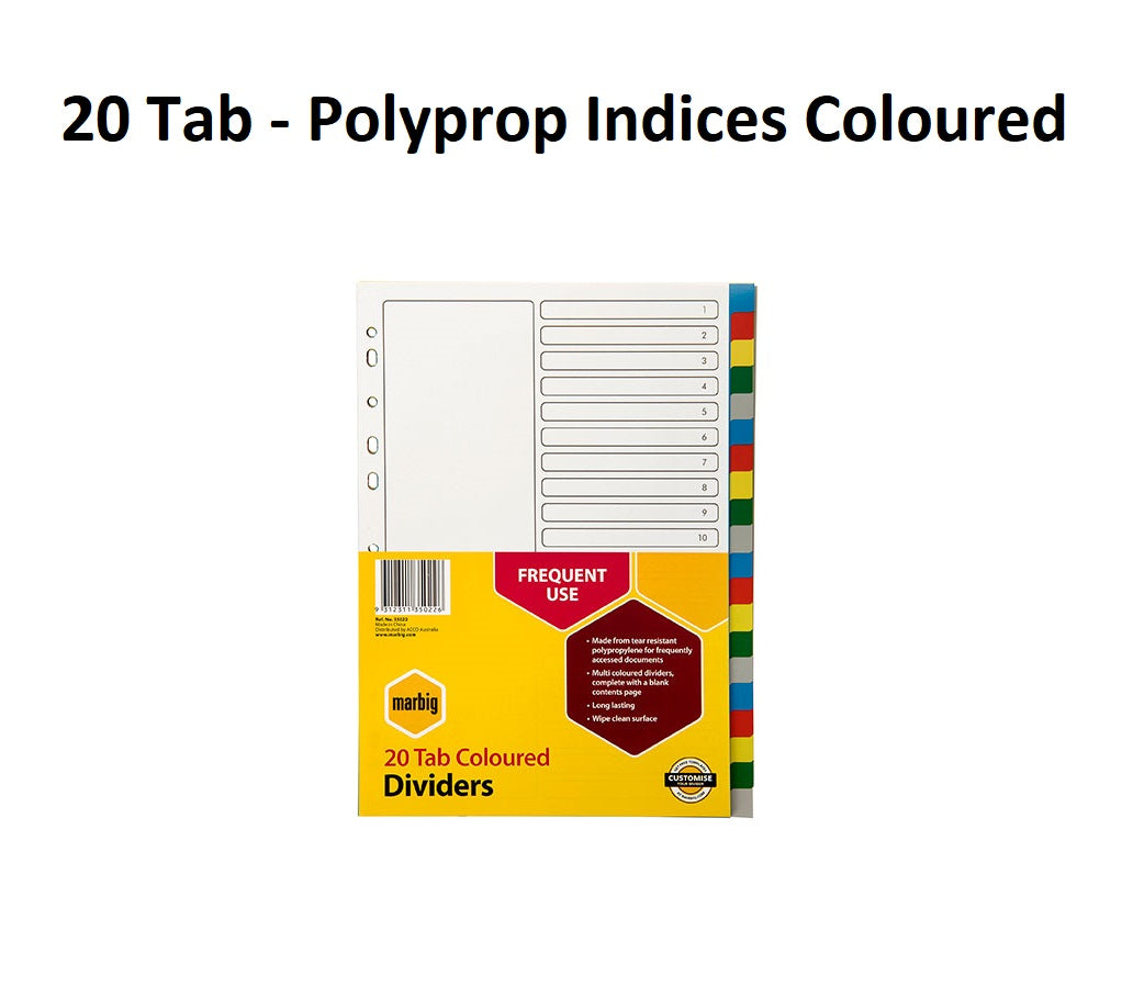 20 Tab - Polyprop Indices Coloured