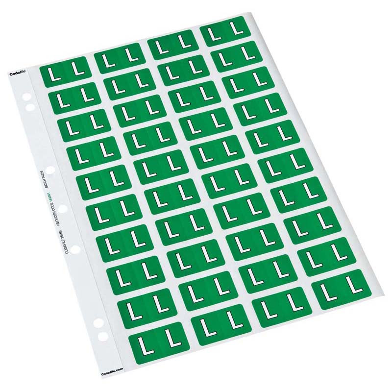 L - Codafile Labels 25mm - Pack of 5 Sheets