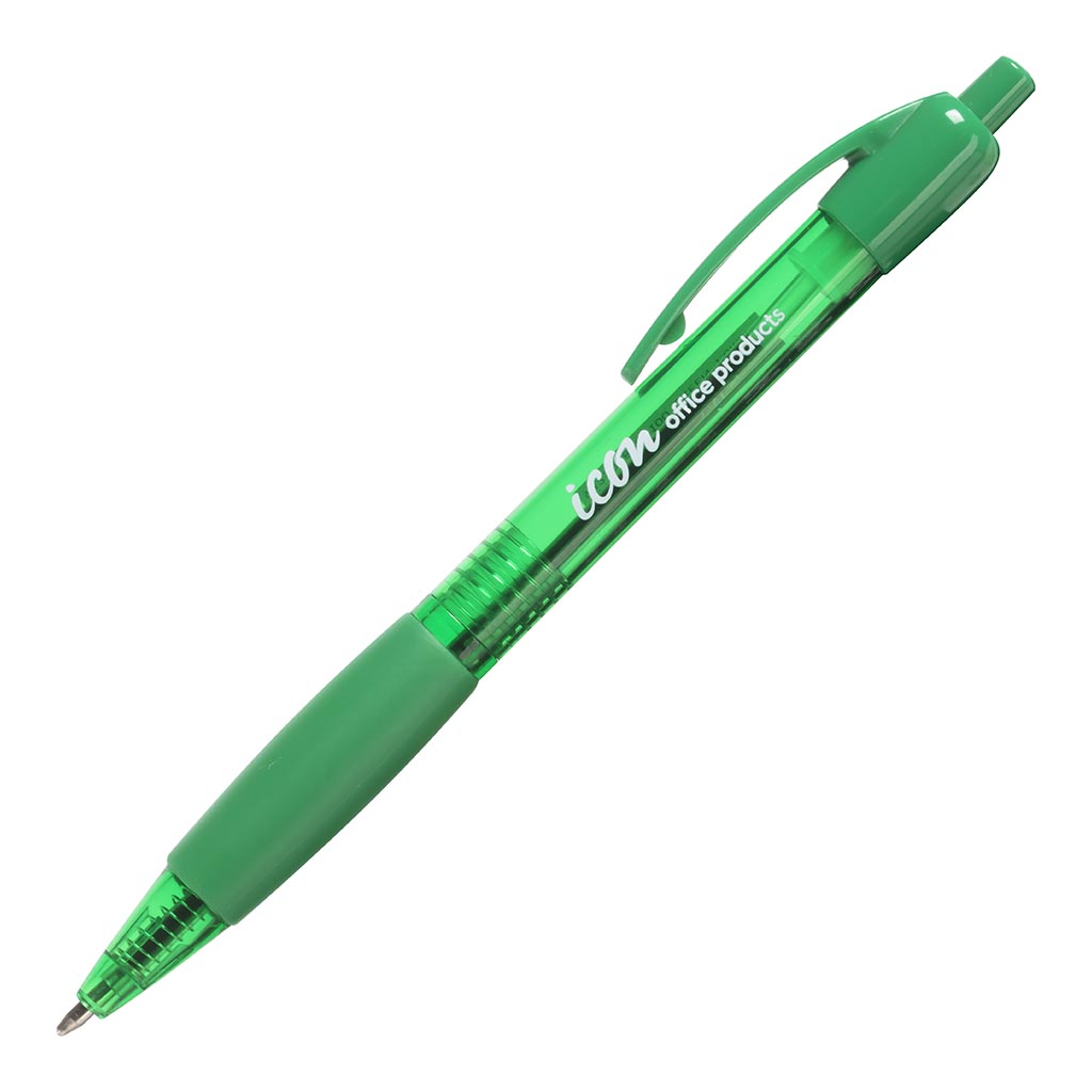 Green - Icon Retractable Ball Pen with Grip
