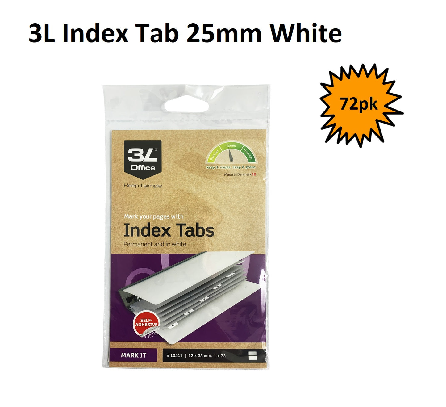 3L Index Tabs - 25mm White (Pack of 72)