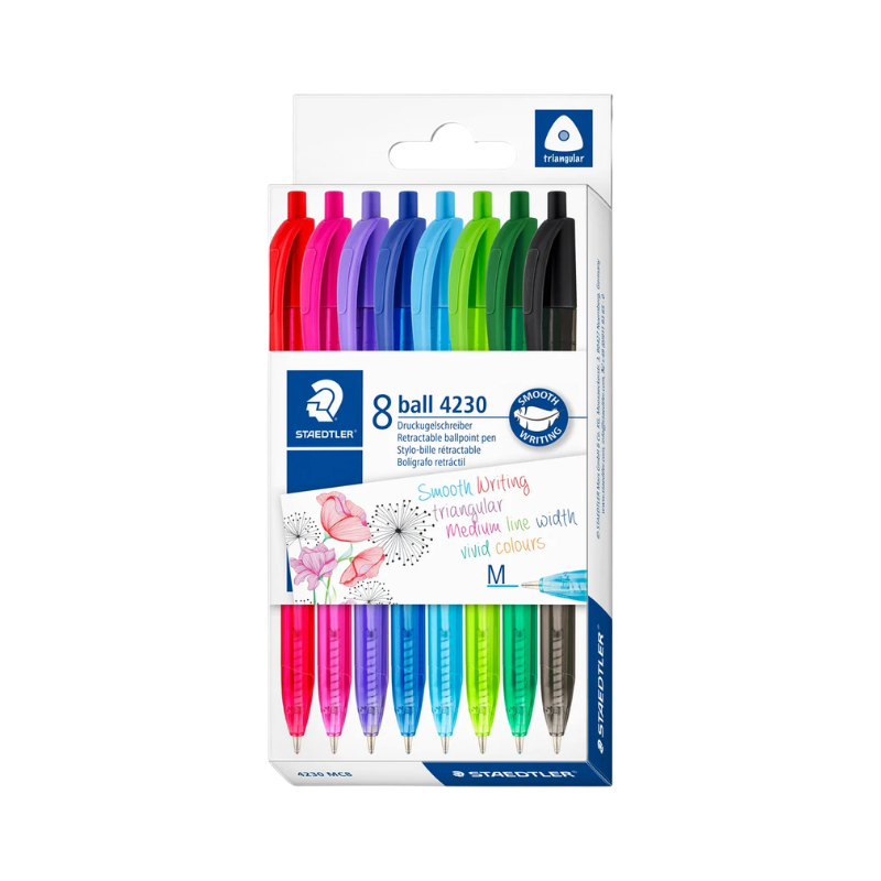Staedtler Retractable Rainbow Ballpoint Pen - Assorted Colours (Pack of 8)