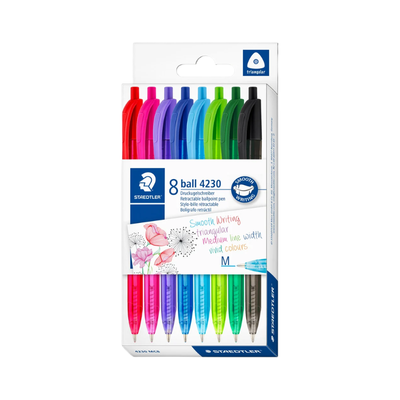 Staedtler Retractable Rainbow Ballpoint Pen - Assorted Colours (Pack of 8)