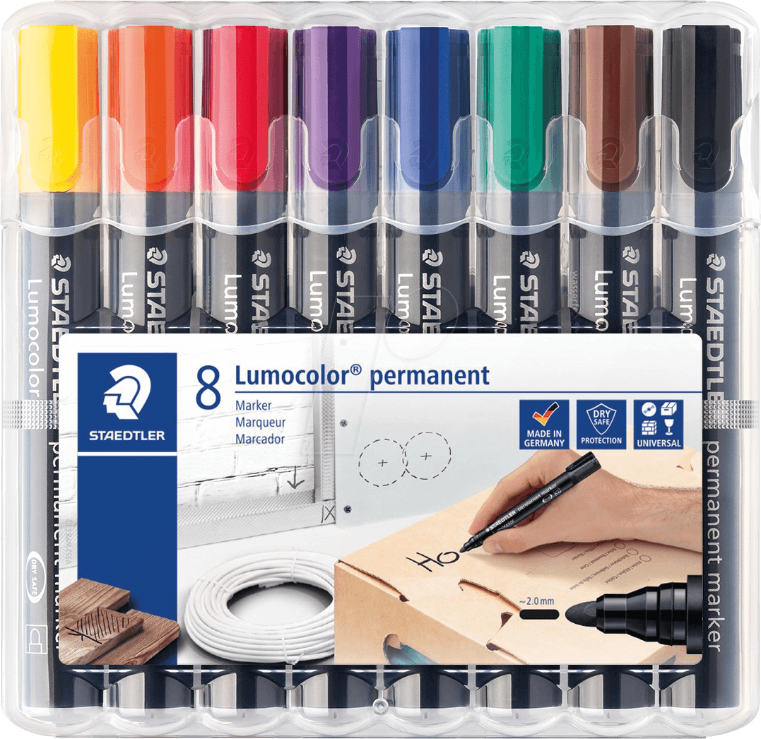 Set of 8 - Bullet Tip Staedtler Permanent Markers