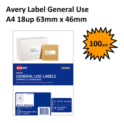 Avery Brand General Copier Labels - 18 Per Sheet 100 sheets