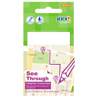 Transparent White - Clear Stick On Note Pad (51 x 76mm)