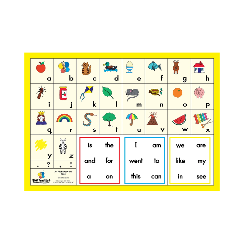 A4 Alphabet Card - Text Font