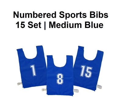 Numbered Sports Bibs - 15 Set | Medium Blue