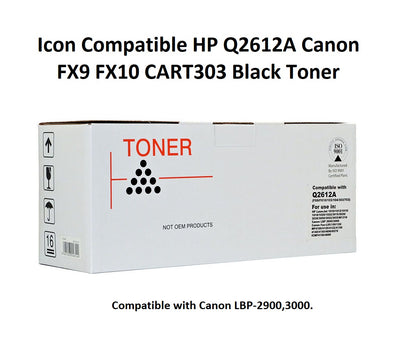 Icon Compatible HP Q2612A/Canon CART303 Black Toner Cartridge