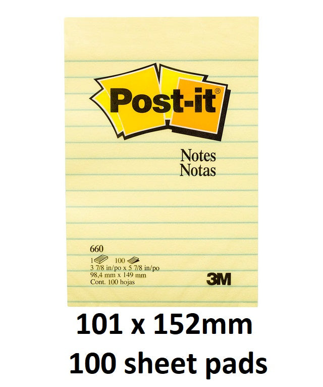 Post It Sticky Notes 660 - Ruled Pad (101 x 152mm)