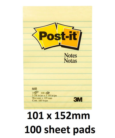 Post It Sticky Notes 660 - Ruled Pad (101 x 152mm)