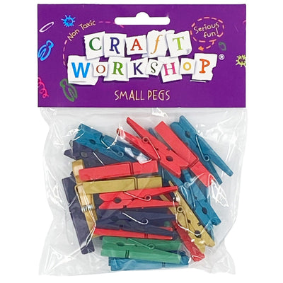 Wooden Craft Pegs Small Colour 50pc 25mm