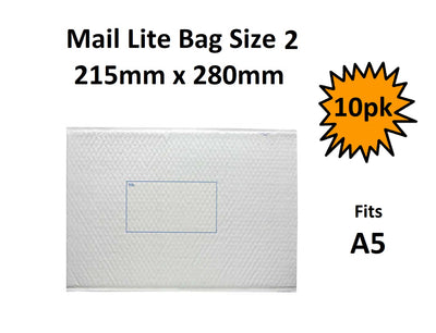 Mail Lite Bag Size 2 Packet 10 215mm x 280mm (Fits A5)