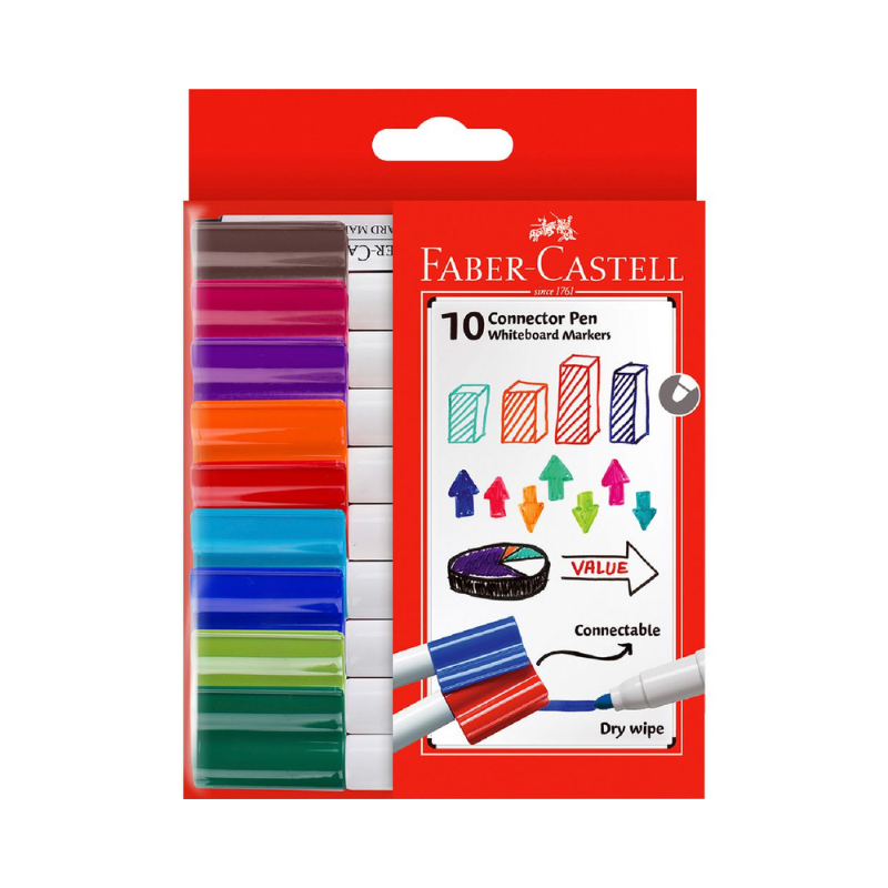 Set of 10 - Bullet Tip Faber Castell Connector Whiteboard Markers