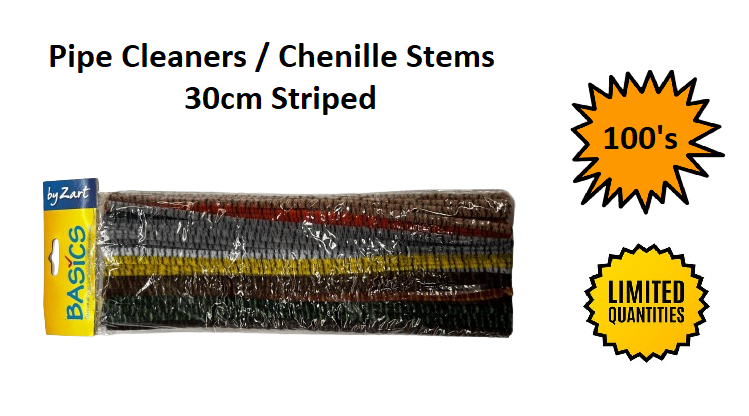 Pipe Cleaners - Striped 30cm (100pcs)