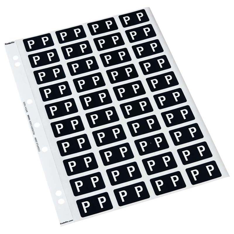 P - Codafile Labels 25mm - Pack of 5 Sheets