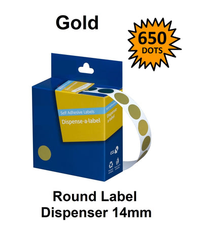 Gold 14mm - Coloured Dots Label Dispenser