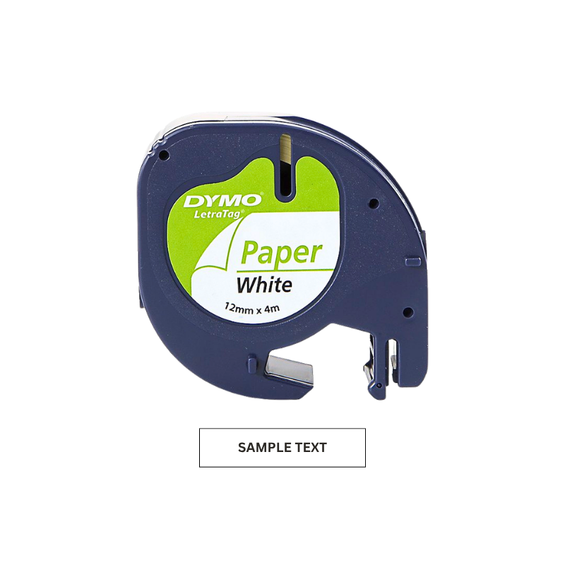 White Paper - 12mm x 4M Dymo Letratag Label Tape (Single)