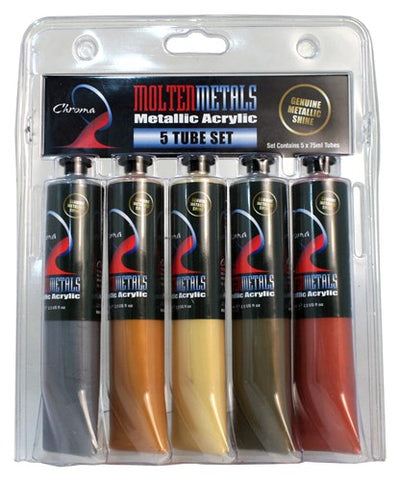 Chroma A2 Molten Metals Acrylic Paint Set 75ml (Set of 5)