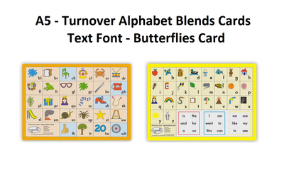 A5 - Turnover Alphabet Blends Cards - Text Font - Butterflies Card