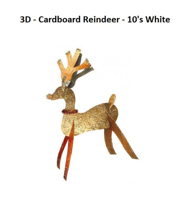 3D - Cardboard Reindeer - 10's - White