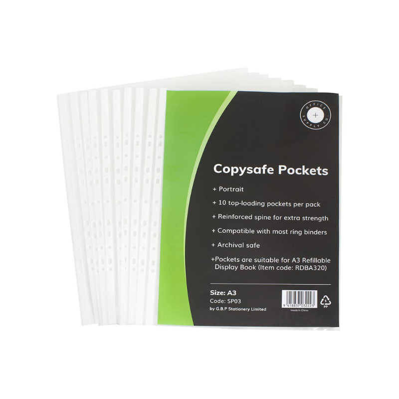 A3 Clearfile Refills Pockets - Pack of 10