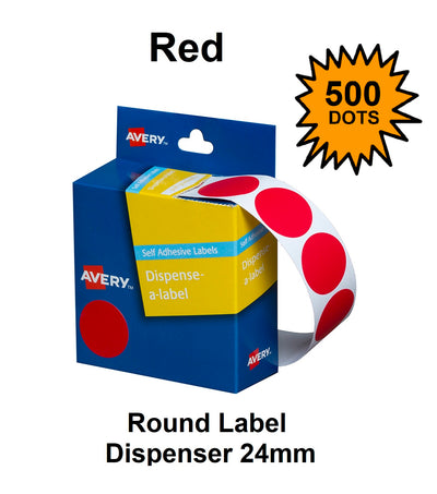 Red 24mm - Coloured Dots Label Dispenser