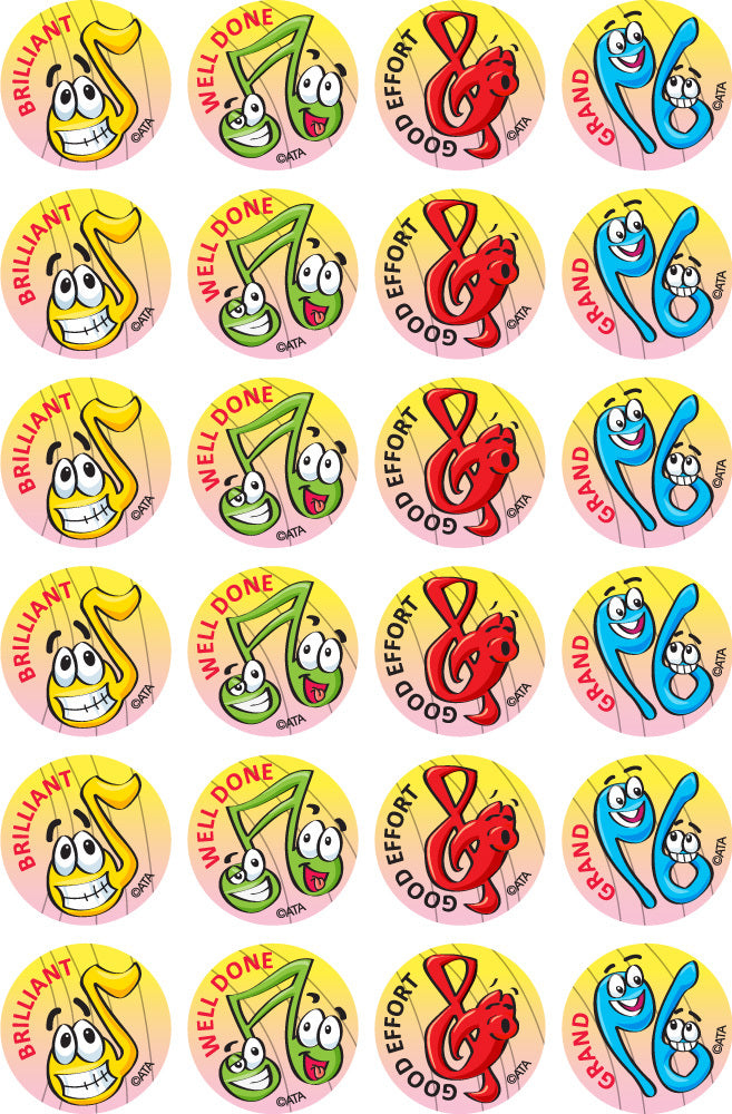Music - Merit Stickers (Pack of 96)