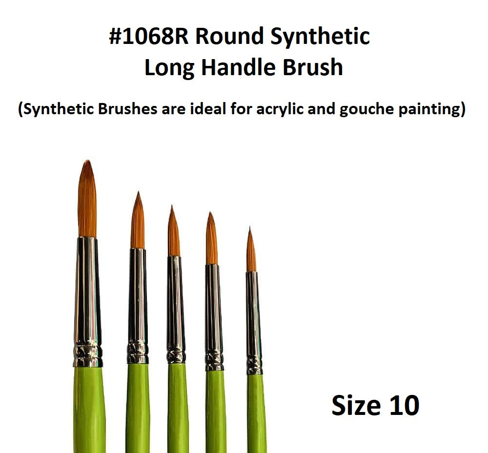 Size 10 - Synthetic 1068 Long Handle Brush - Round