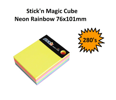 7 Colours - Stick On Note Cube (76 x 101mm, 280 sheets)