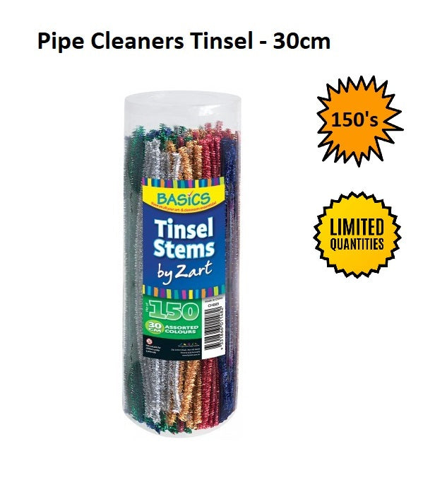 Pipe Cleaners - Metallic Tinsel 30cm (150pcs)