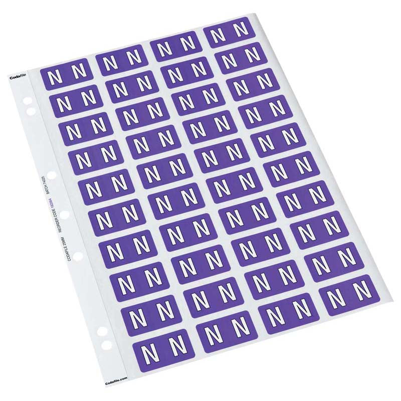 N - Codafile Labels 25mm - Pack of 5 Sheets