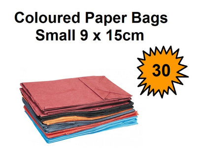 Coloured Paper Bags - Small - 9 x 15cm - 30's