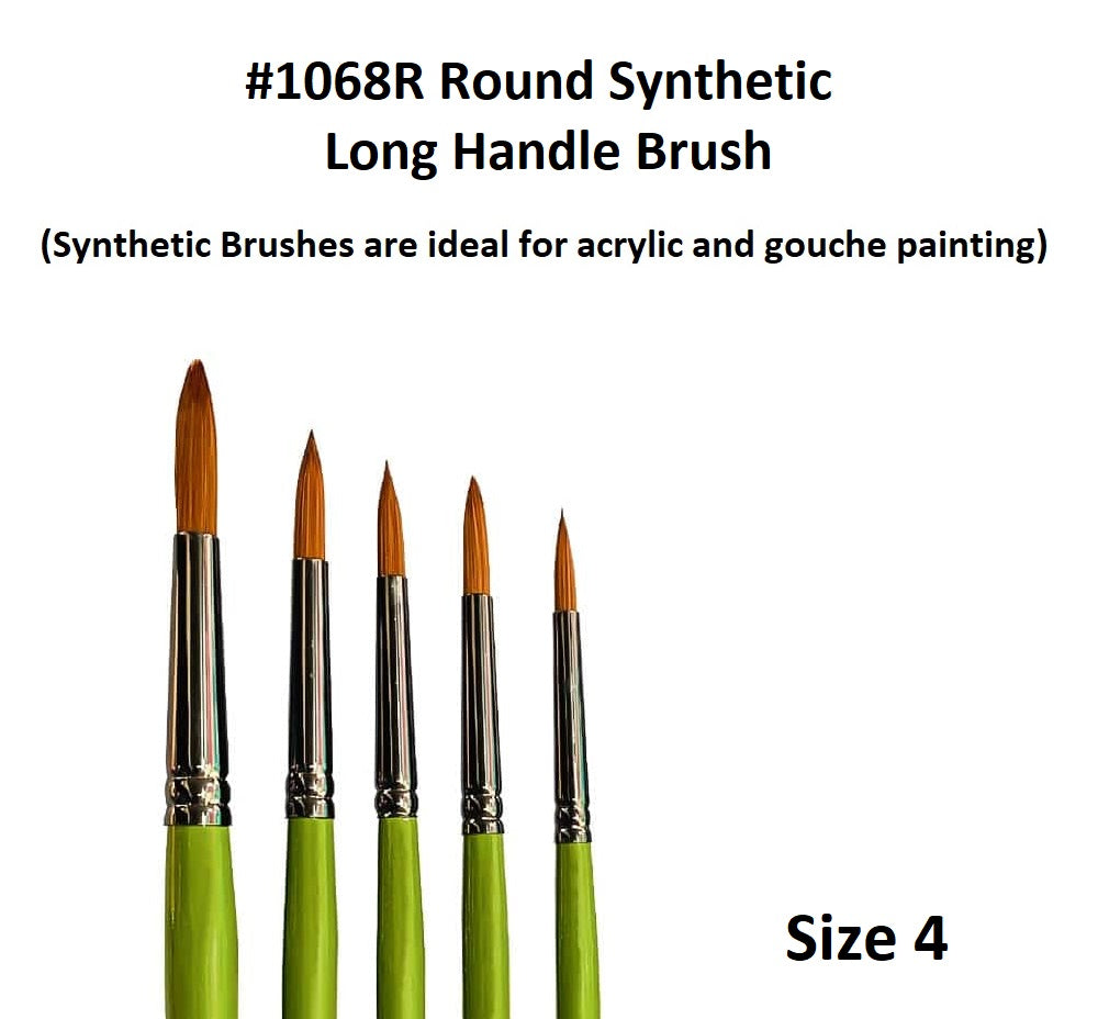 Size 4 - Synthetic 1068 Long Handle Brush - Round