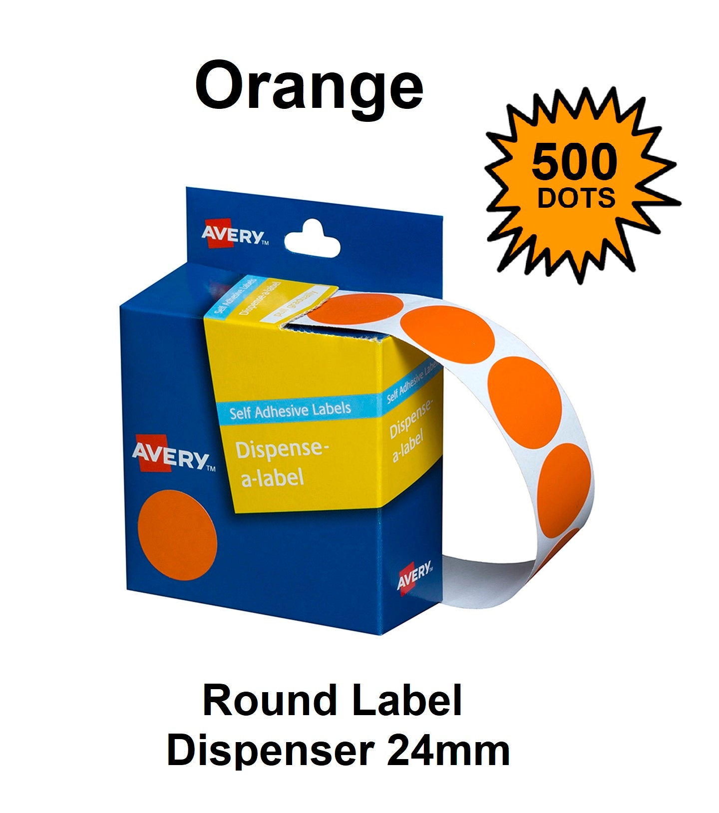 Orange 24mm - Coloured Dots Label Dispenser