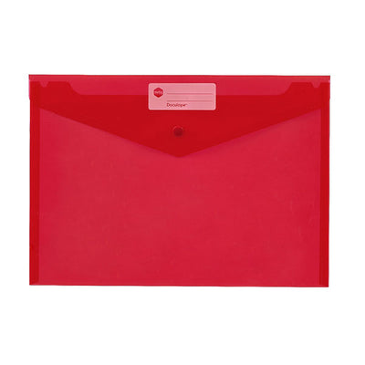 A4 Red - Document Wallet With Dome Closure