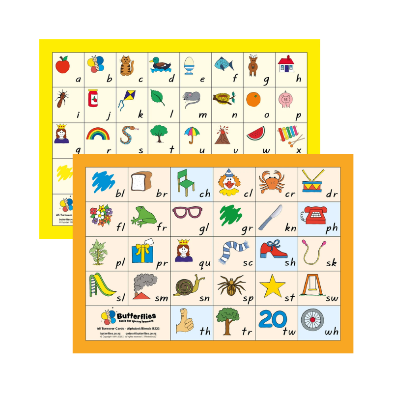 A5 Turnover Alphabet Blends Card - Handwritten Font