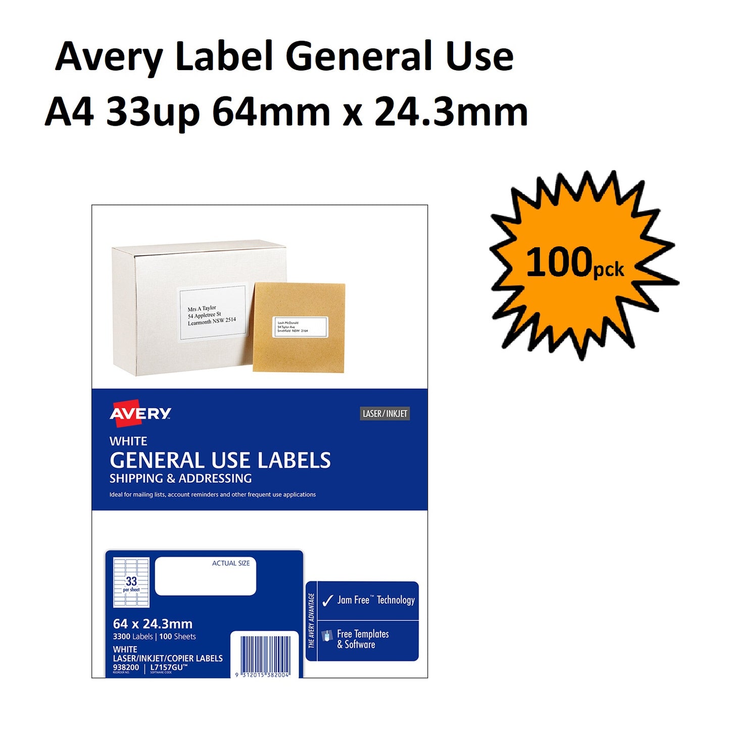 Avery Brand General Copier Labels - 33 Per Sheet 100 sheets